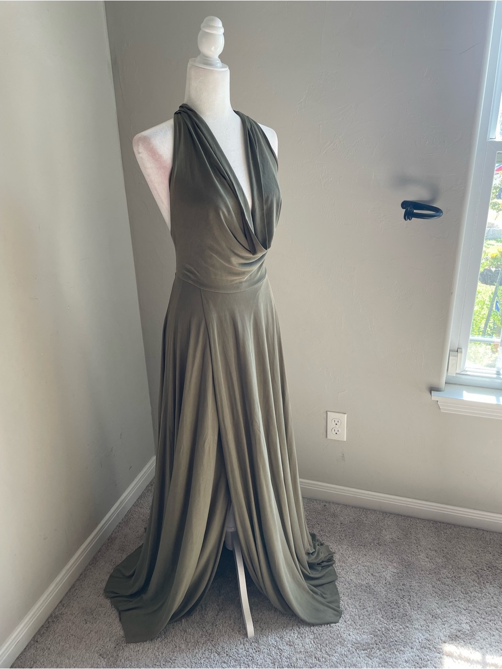 Free People Olive Green Halter Maxi Dress - Picture 5 of 9